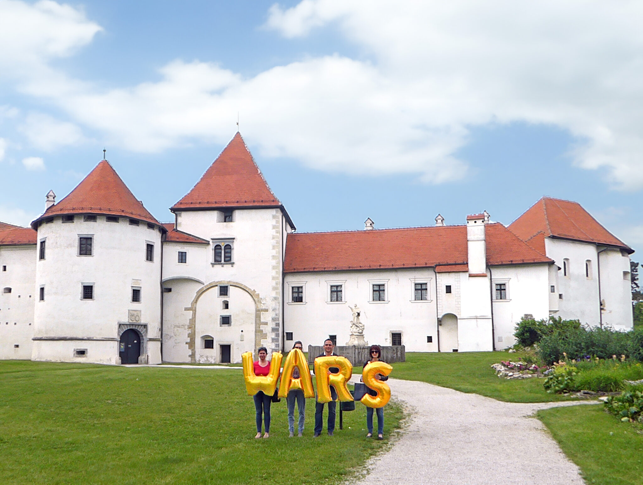 Golden balloons at Castle of Varaždin (Stari Grad), Croatia – Wars