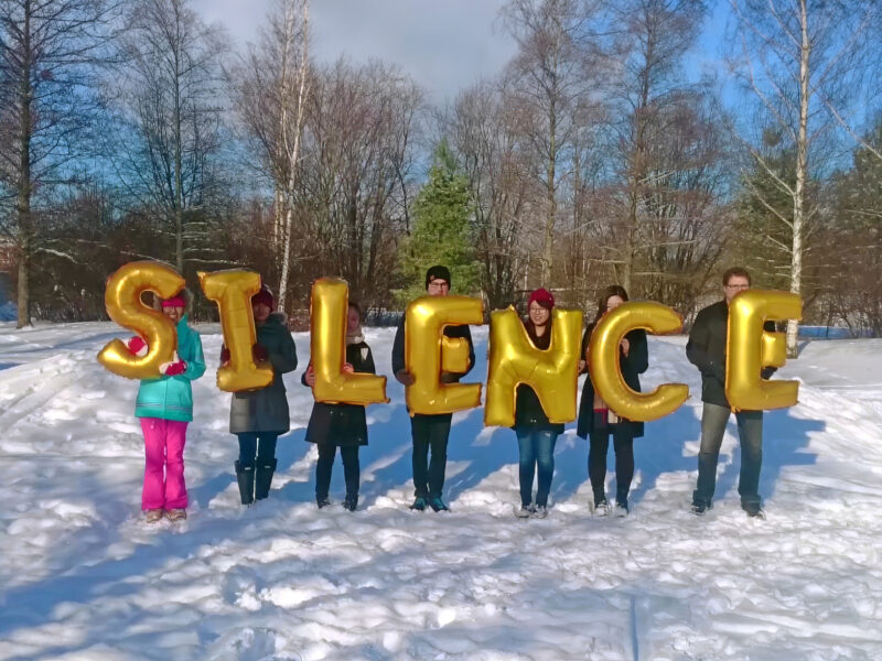 Finland, Turku, Kupittaa Park (Kupittaanpuisto) – Silence, Silence was Golden, gold balloons