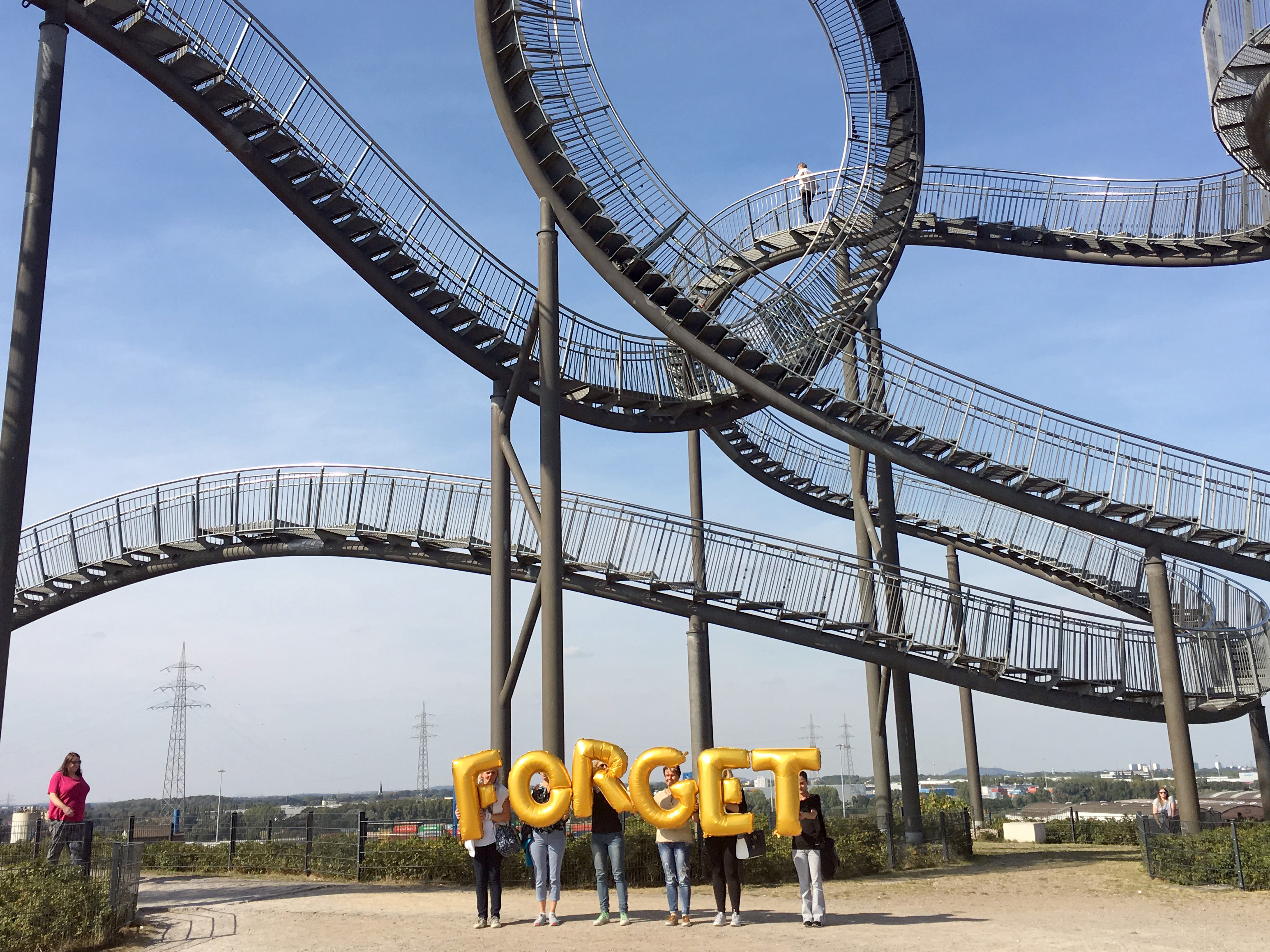 Germany, Duisburg, Tiger & Turtle - Magic Mountain - Forget, Silence Was Golden, golden balloons