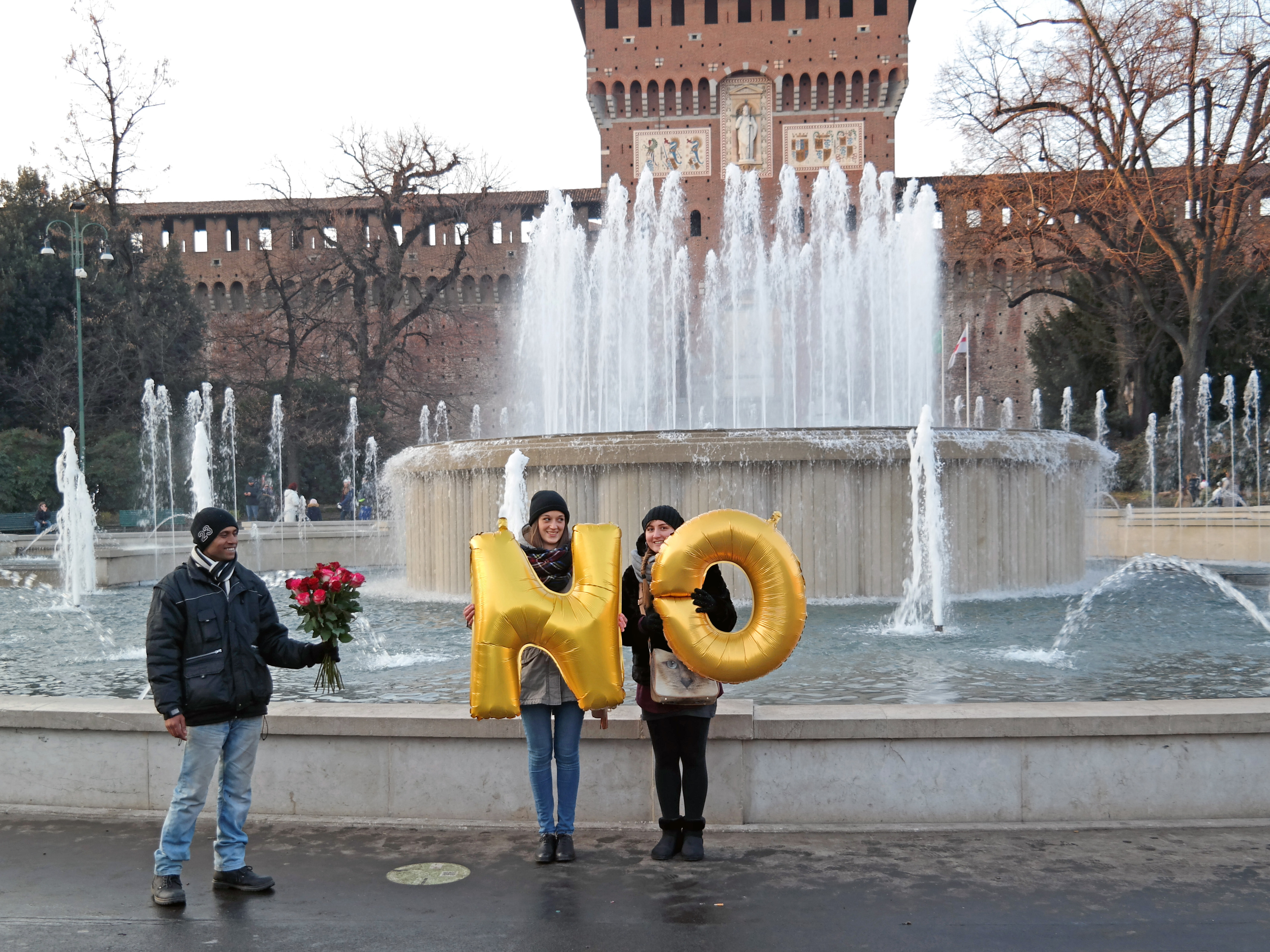 Italy, Milano, Castello Sforzesco - No, Silence was Golden, gold balloons