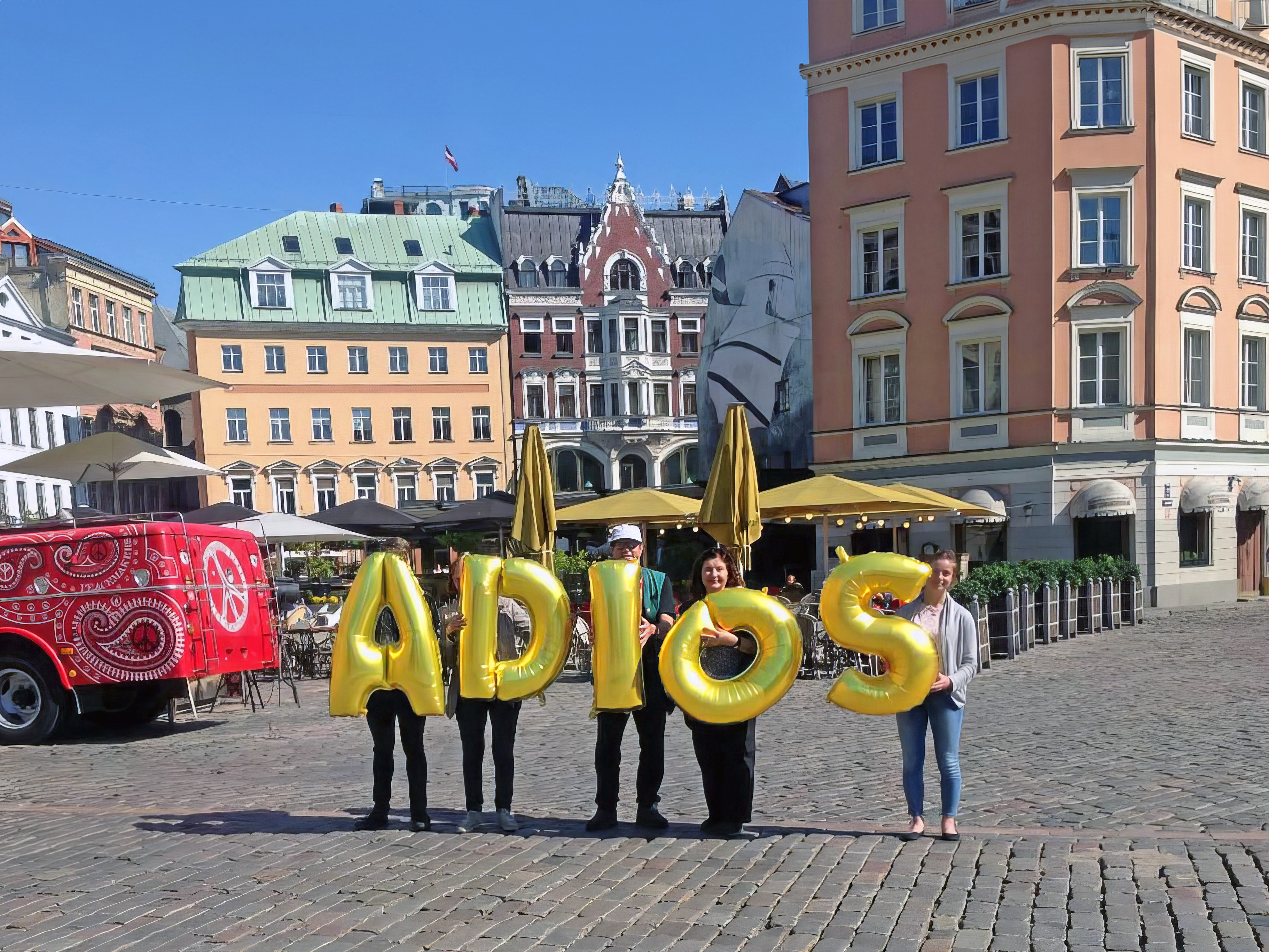 Latvia, Riga, Dome Square (Doma laukums) - Adios, Silence Was Golden, gold balloons