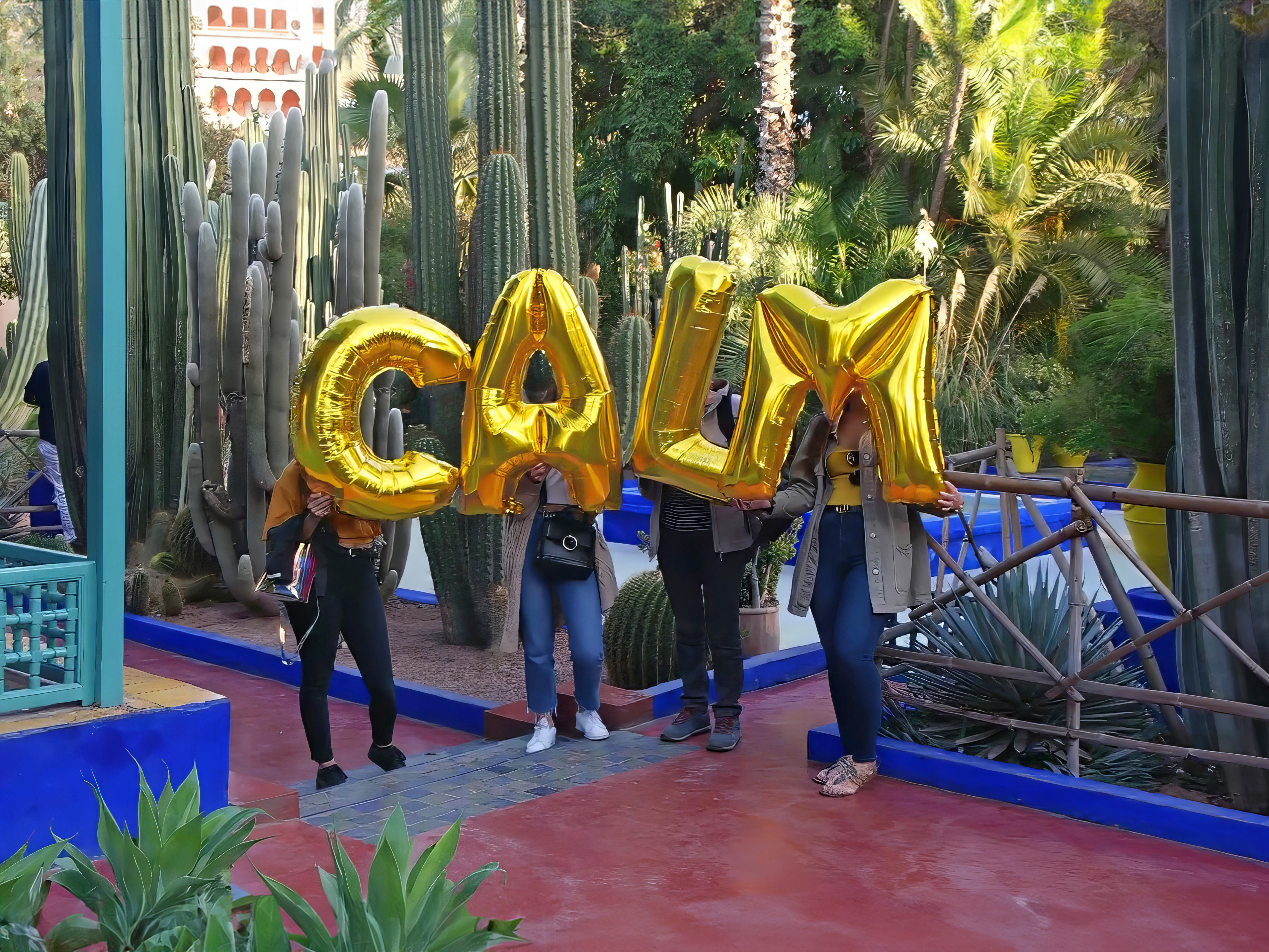 Morocco, Marrakesh, Jardin Majorelle (حديقة ماجوريل) - Calm, Silence was Golden, gold balloons