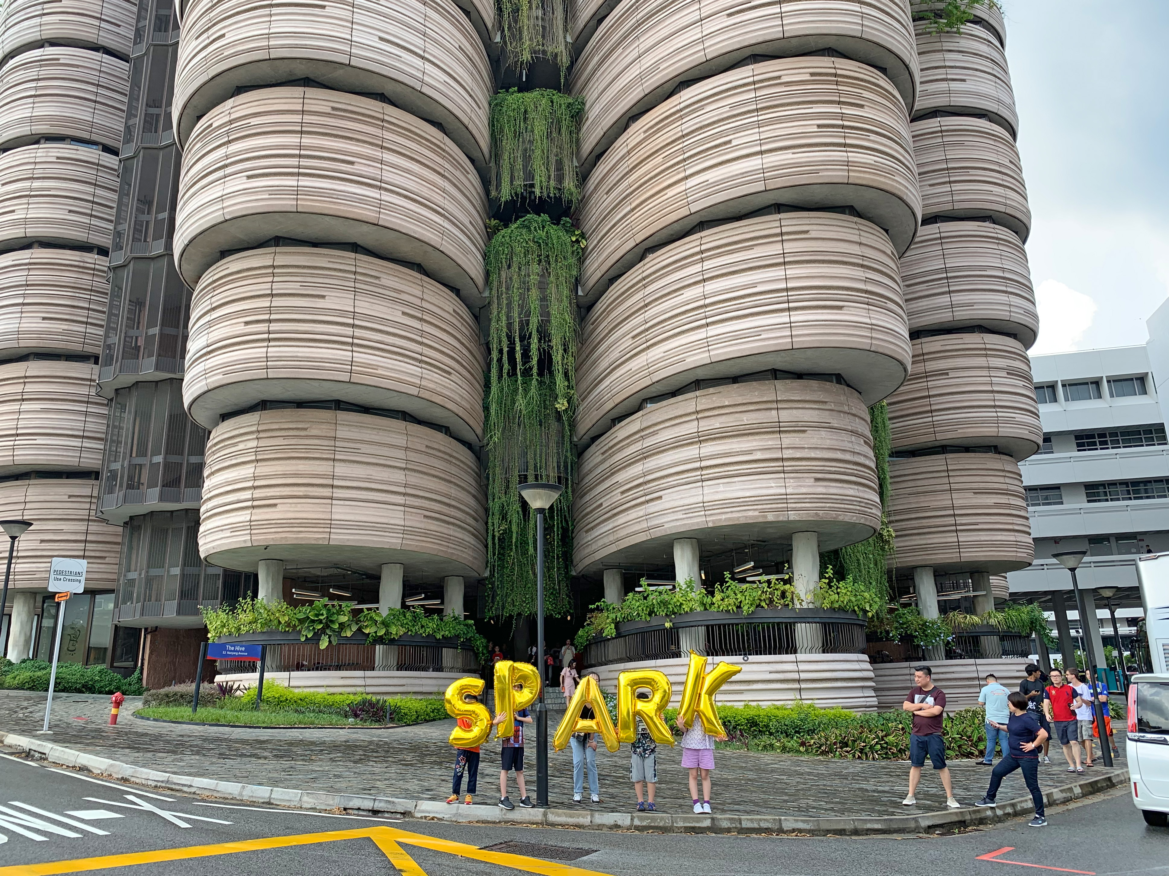Singapore, The Hive (Nanyang Technological University) - Spark, Silence was Golden, gold balloons.