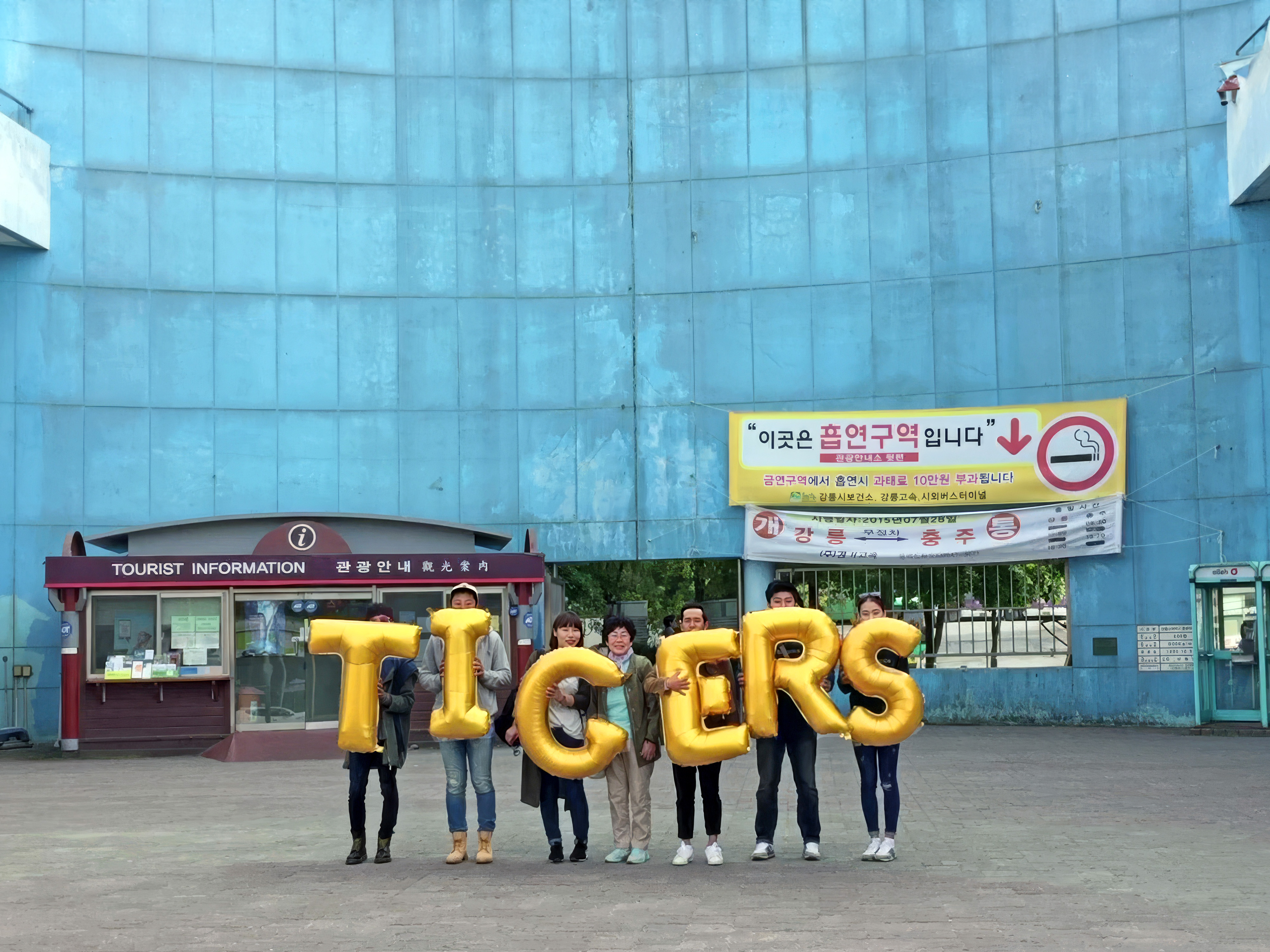 South Korea, Gangneung, Express Bus Terminal, Tigers, Silence was Golden, gold balloons