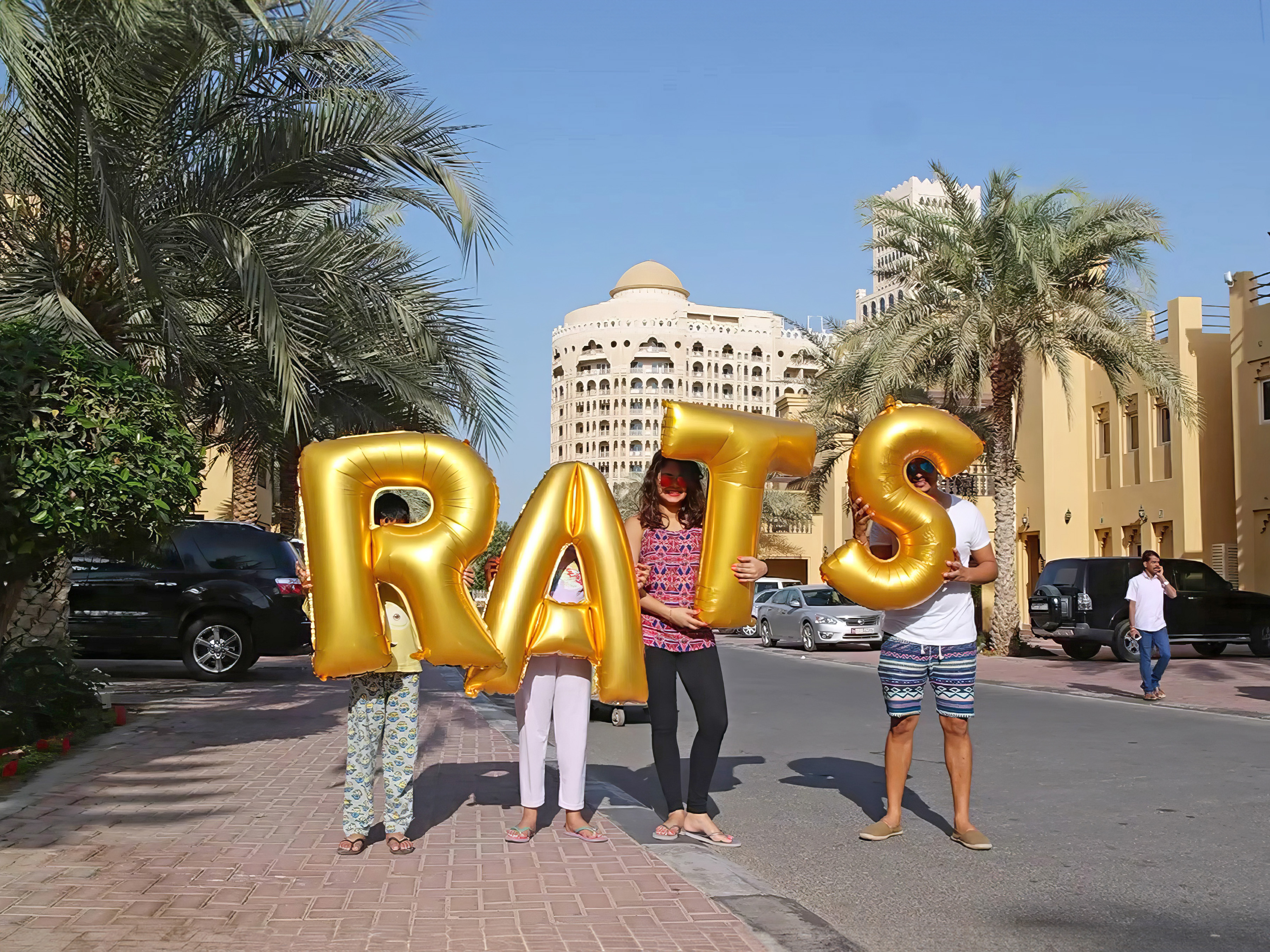 UAE, Ra's al-Chaima, Al Hamra Residence - Rats, Silence was Golden, gold balloons