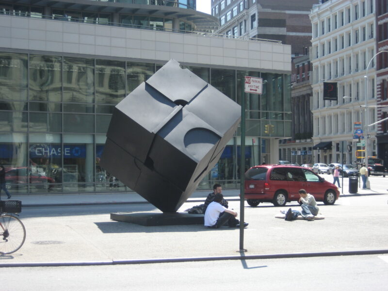 Tony-Rosenthal-–-Alamo-Astor-Place-Cube-1967-painted-Cor-Ten-steel-installation-view-Astor-Place-Manhattan-New-York-3