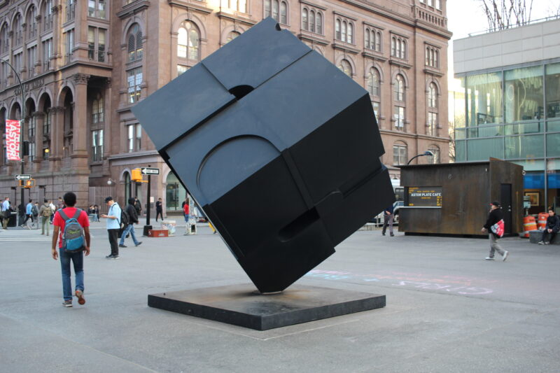 Tony-Rosenthal-–-Alamo-Astor-Place-Cube-1967-painted-Cor-Ten-steel-installation-view-Astor-Place-Manhattan-New-York-9