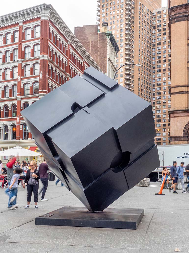 Tony-Rosenthal-–-Alamo-Astor-Place-Cube-1967-painted-Cor-Ten-steel-installation-view-Astor-Place-Manhattan-New-York-feat