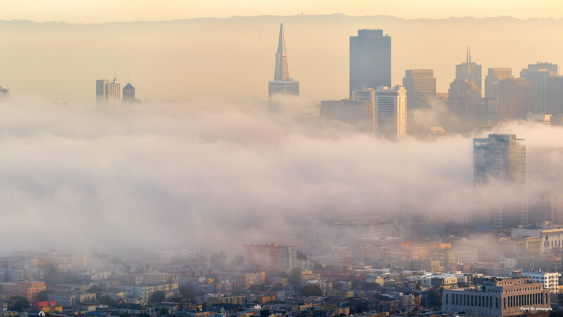 San Francisco draped in its iconic fog, known as 'Karl' 